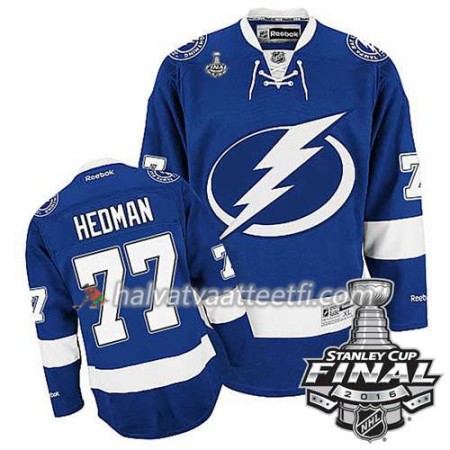Reebok NHL Tampa Bay Lightning Pelipaita Victor Hedman #77 Sininen Koti 2016 Stanley Cup Reebok NHL Tampa Bay Lightning Pelipaita Victor Hedman #77 Sininen Koti 2016 Stanley Cup