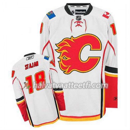 Reebok Miesten NHL Calgary Flames Pelipaita Matt Stajan #18 Vieras Valkoinen Reebok Miesten NHL Calgary Flames Pelipaita Matt Stajan #18 Vieras Valkoinen