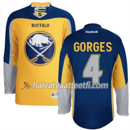 Reebok Miesten NHL Buffalo Sabres Pelipaita Josh Gorges #4 Uusi Kolmas Kulta Reebok Miesten NHL Buffalo Sabres Pelipaita Josh Gorges #4 Uusi Kolmas Kulta