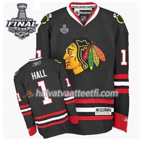 Reebok Miesten NHL Chicago Blackhawks Pelipaita Evgeni Nabokov #1 Kolmas Musta 2015 Stanley Cup