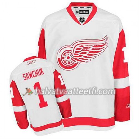 Reebok Miesten NHL Detroit Red Wings Pelipaita Terry Sawchuk #1 Vieras Valkoinen Reebok Miesten NHL Detroit Red Wings Pelipaita Terry Sawchuk #1 Vieras Valkoinen