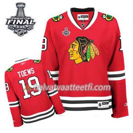 Reebok Naisten NHL Chicago Blackhawks Pelipaita Jonathan Toews #19 Koti Punainen 2015 Stanley Cup