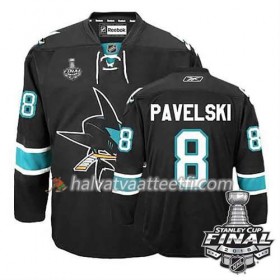 Reebok NHL San Jose Sharks Pelipaita Joe Pavelski #8 Musta Kolmas 2016 Stanley Cup