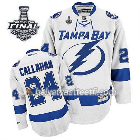 Reebok Miesten NHL Tampa Bay Lightning Pelipaita Ryan Callahan #24 Vieras Valkoinen 2015 Stanley Cup Reebok Miesten NHL Tampa Bay Lightning Pelipaita Ryan Callahan #24 Vieras Valkoinen 2015 Stanley Cup