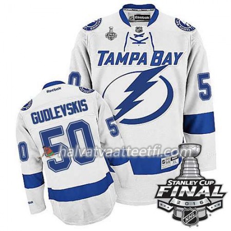 Reebok NHL Tampa Bay Lightning Pelipaita Kristers Gudlevskis #50 Valkoinen Vieras 2016 Stanley Cup Reebok NHL Tampa Bay Lightning Pelipaita Kristers Gudlevskis #50 Valkoinen Vieras 2016 Stanley Cup