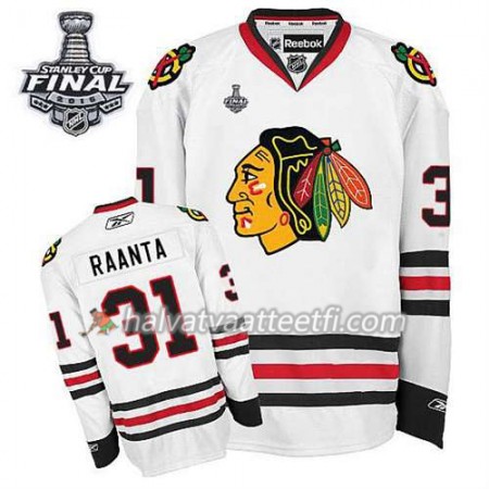 Reebok Miesten NHL Chicago Blackhawks Pelipaita Antti Raanta #31 Vieras Valkoinen 2015 Stanley Cup