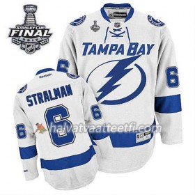 Reebok Miesten NHL Tampa Bay Lightning Pelipaita Anton Stralman #6 Vieras Valkoinen 2015 Stanley Cup