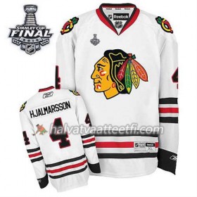 Reebok Miesten NHL Chicago Blackhawks Pelipaita Niklas Hjalmarsson #4 Vieras Valkoinen 2015 Stanley Cup