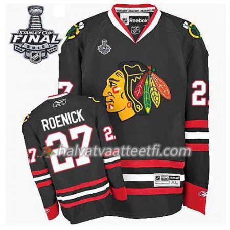 Reebok Miesten NHL Chicago Blackhawks Pelipaita Jeremy Roenick #27 Kolmas Musta 2015 Stanley Cup